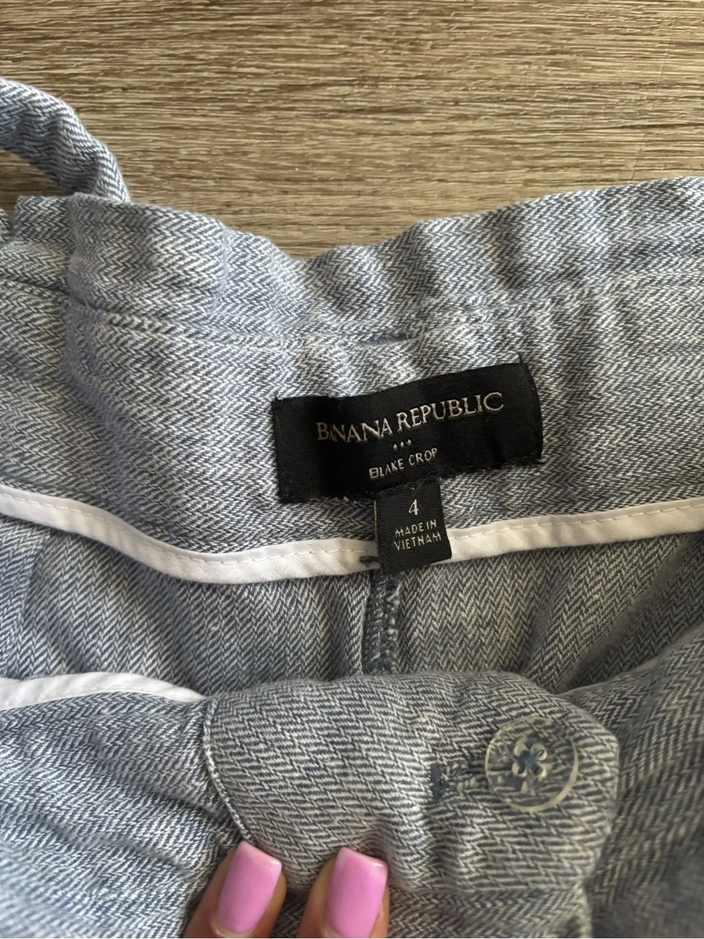 Banana Republic Blue Linen Cropped Wide-Leg Tie-Waist Pants